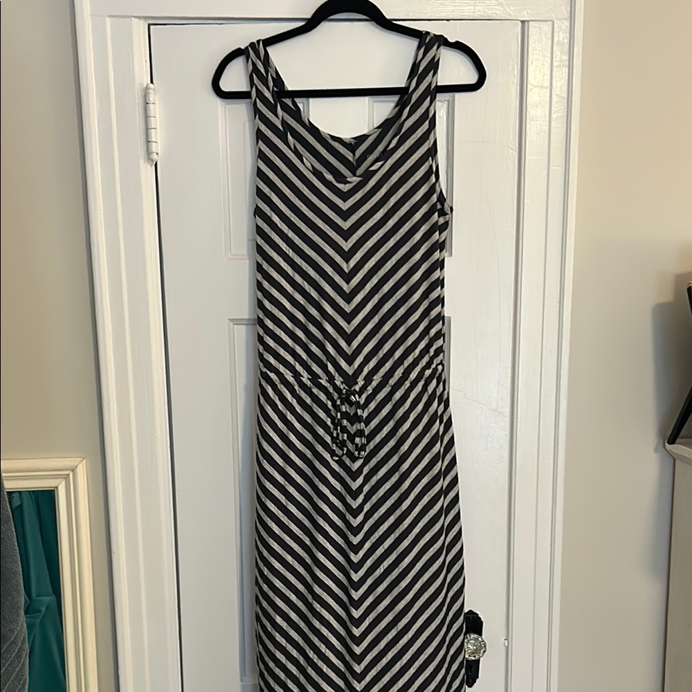 Caslon Navy and Gray Chevron Maxi Dress